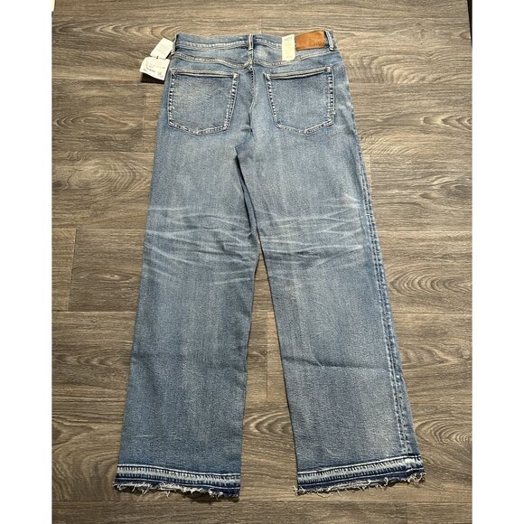 NWT AE77 Stovepipe Jeans Size 14 Light Blue Denim Raw Hem Eco-Friendly Materials - Picture 3 of 9